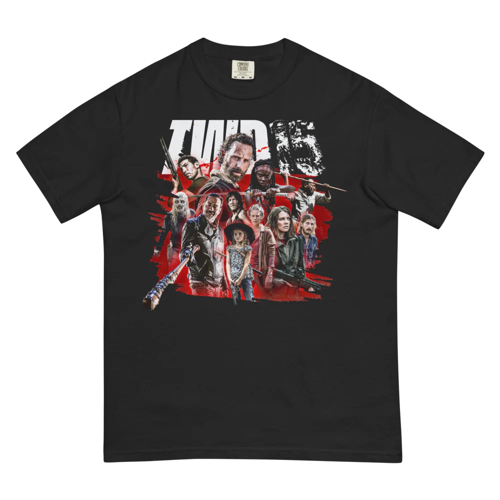 The Walking Dead 15th Anniversary Comfort Colors T-Shirt Character Mashup